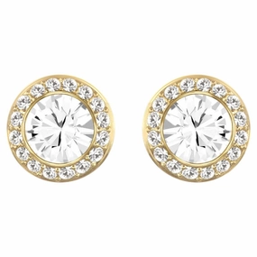 Swarovski Angelic White Yellow Gold Plated Stud Earrings