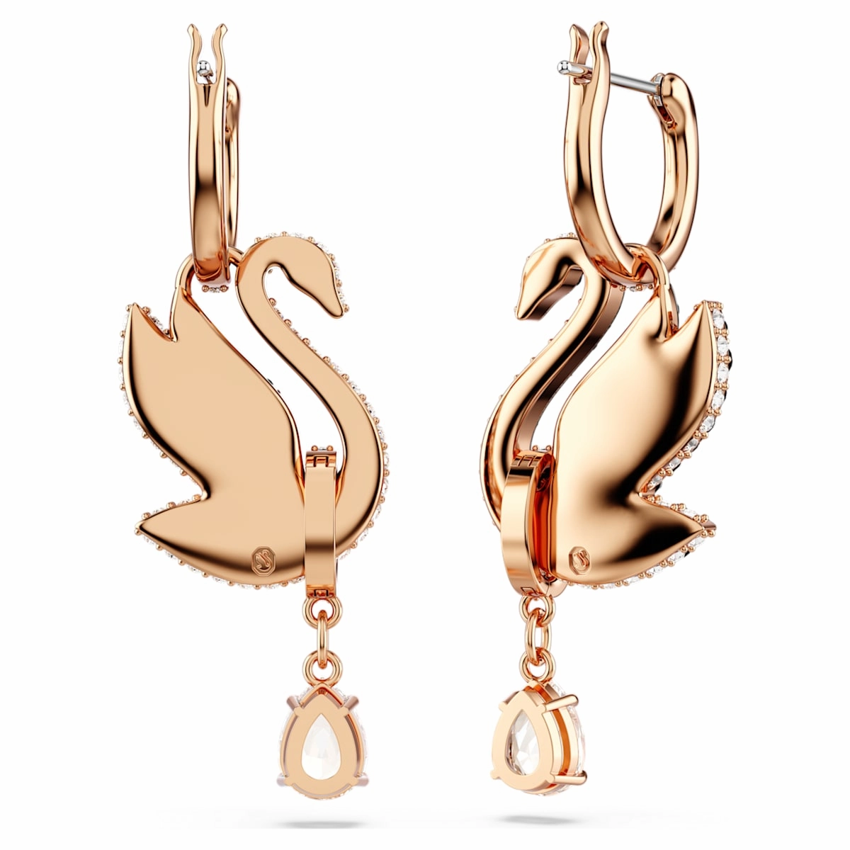 Swarovski Black Swan Drop Rosegold Earrings