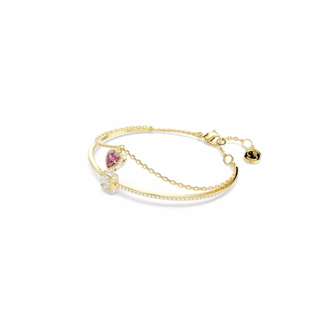 Swarovski Chroma Gold-Tone Plated Crystal Heart Bangle