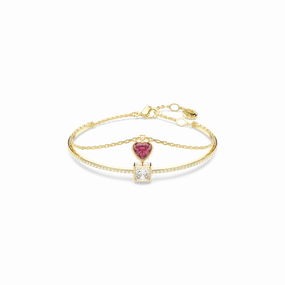 Swarovski Chroma Gold-Tone Plated Crystal Heart Bangle