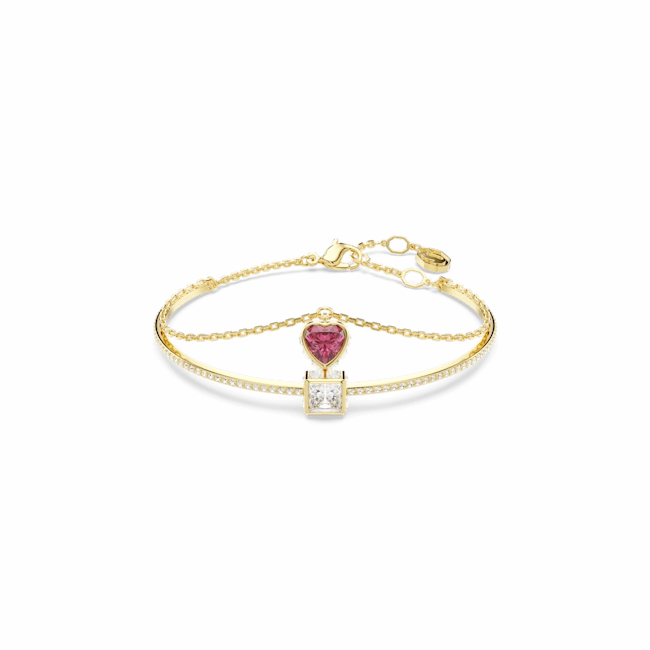 Swarovski Chroma Gold-Tone Plated Crystal Heart Bangle