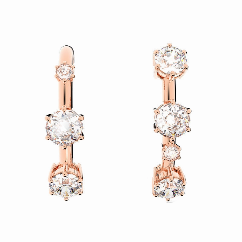 Swarovski Constella Rose Gold Tone Plated White Crystal Ear Cuff Earrings