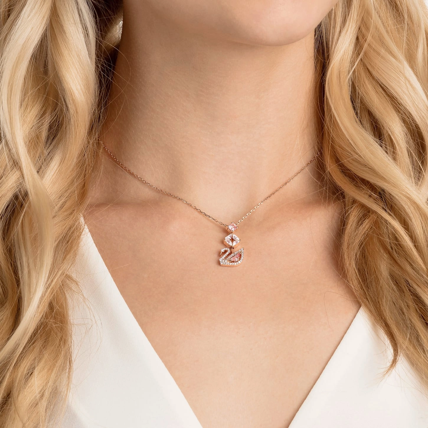 Swarovski Dazzling Swan Rose Gold Tone Plated Y Necklace