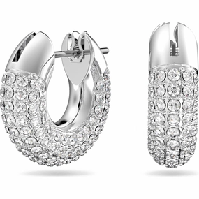 Swarovski Dextera Rhodium Plated White Crystal Small Hoop Earrings