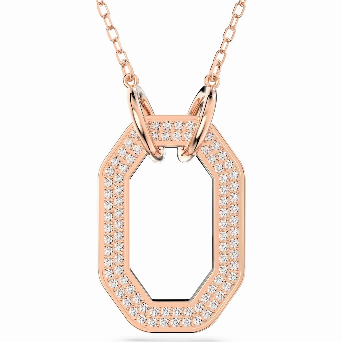 Swarovski Dextera Rose Gold Tone Plated White Crystal Links Pendant