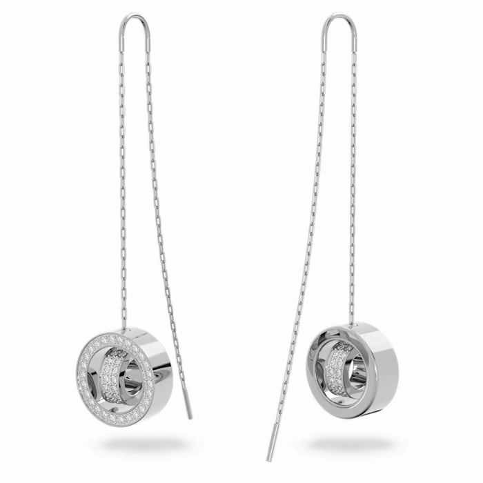 Swarovski Hollow Rhodium Plated White Crystal Long Drop Earrings