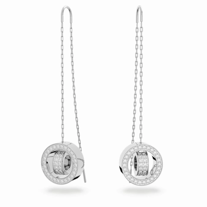 Swarovski Hollow Rhodium Plated White Crystal Long Drop Earrings