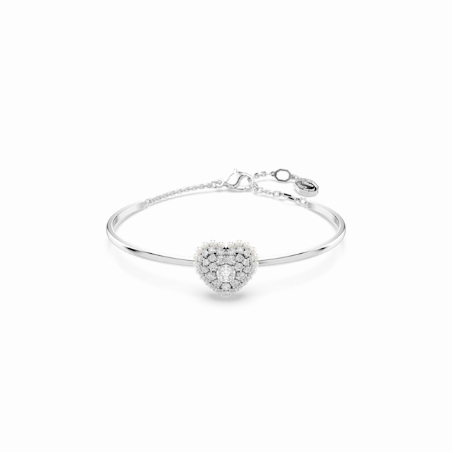 Swarovski Idyllia Rhodium Plated Crystal Heart Bangle