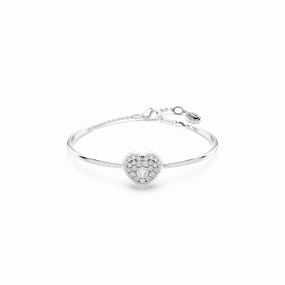 Swarovski Idyllia Rhodium Plated Crystal Heart Bangle