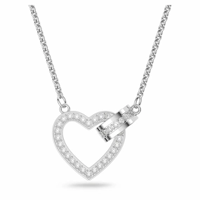 Swarovski Lovely Rhodium Plated White Crystal Heart Necklace