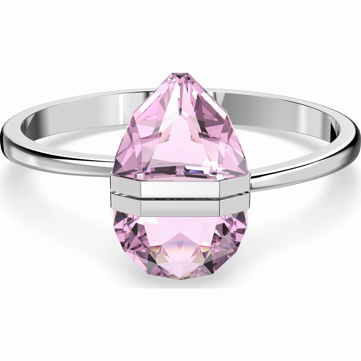 Swarovski Lucent Stainless Steel Pink Oversized Crystal Magnetic Bangle