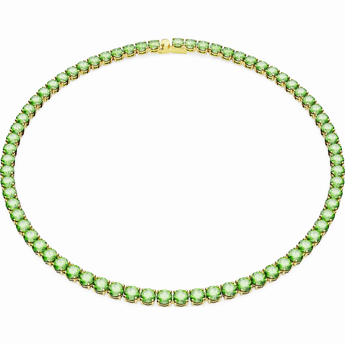 Swarovski Matrix Gold Tone Plated Green Crystal Tennis Necklace