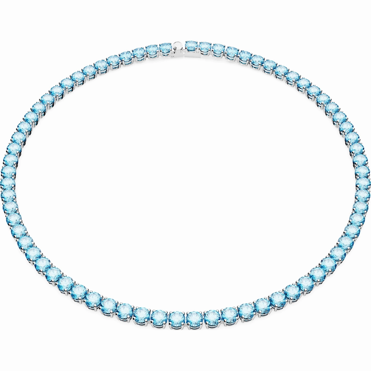Swarovski Matrix Rhodium Plated Blue Crystal Tennis Necklace