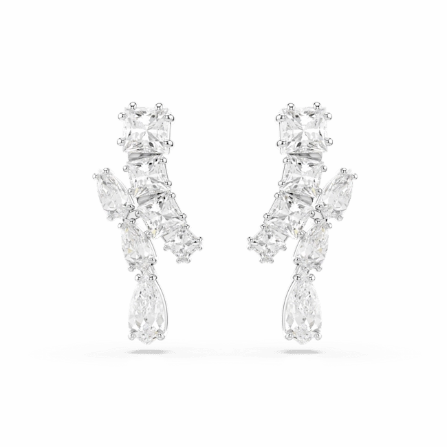 Swarovski Matrix Rhodium Plated Crystal Drop Earrings