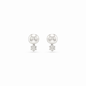 Swarovski Matrix Rhodium Plated Crystal Pearl Earrings