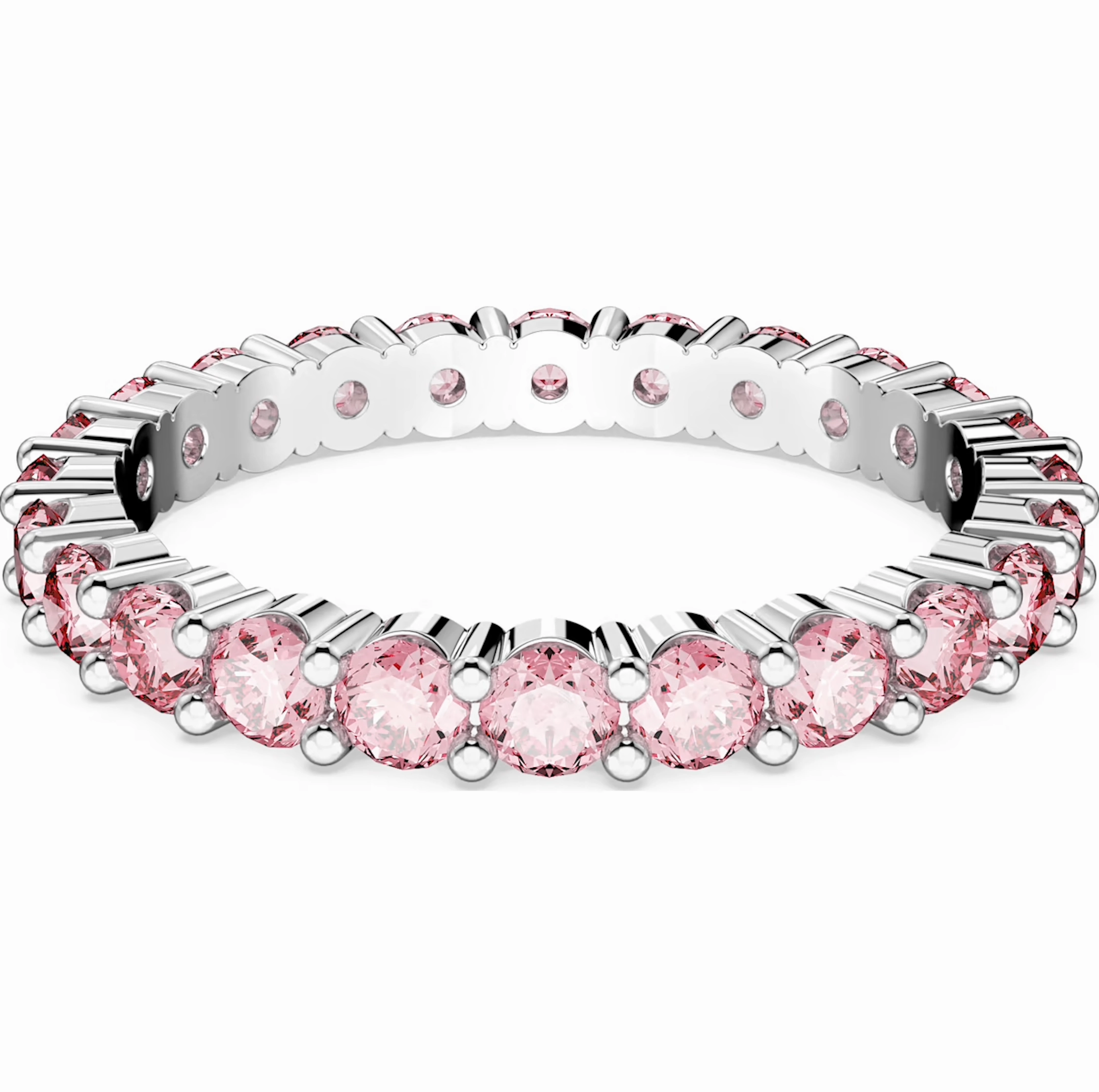 Swarovski Matrix Rhodium Plated Pink Crystal Ring 52