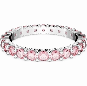 Swarovski Matrix Rhodium Plated Pink Crystal Ring 52