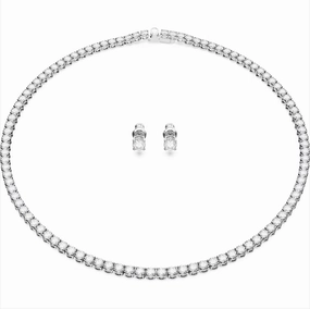 Swarovski Matrix Rhodium Plated Round White Crystal Tennis Gift Set