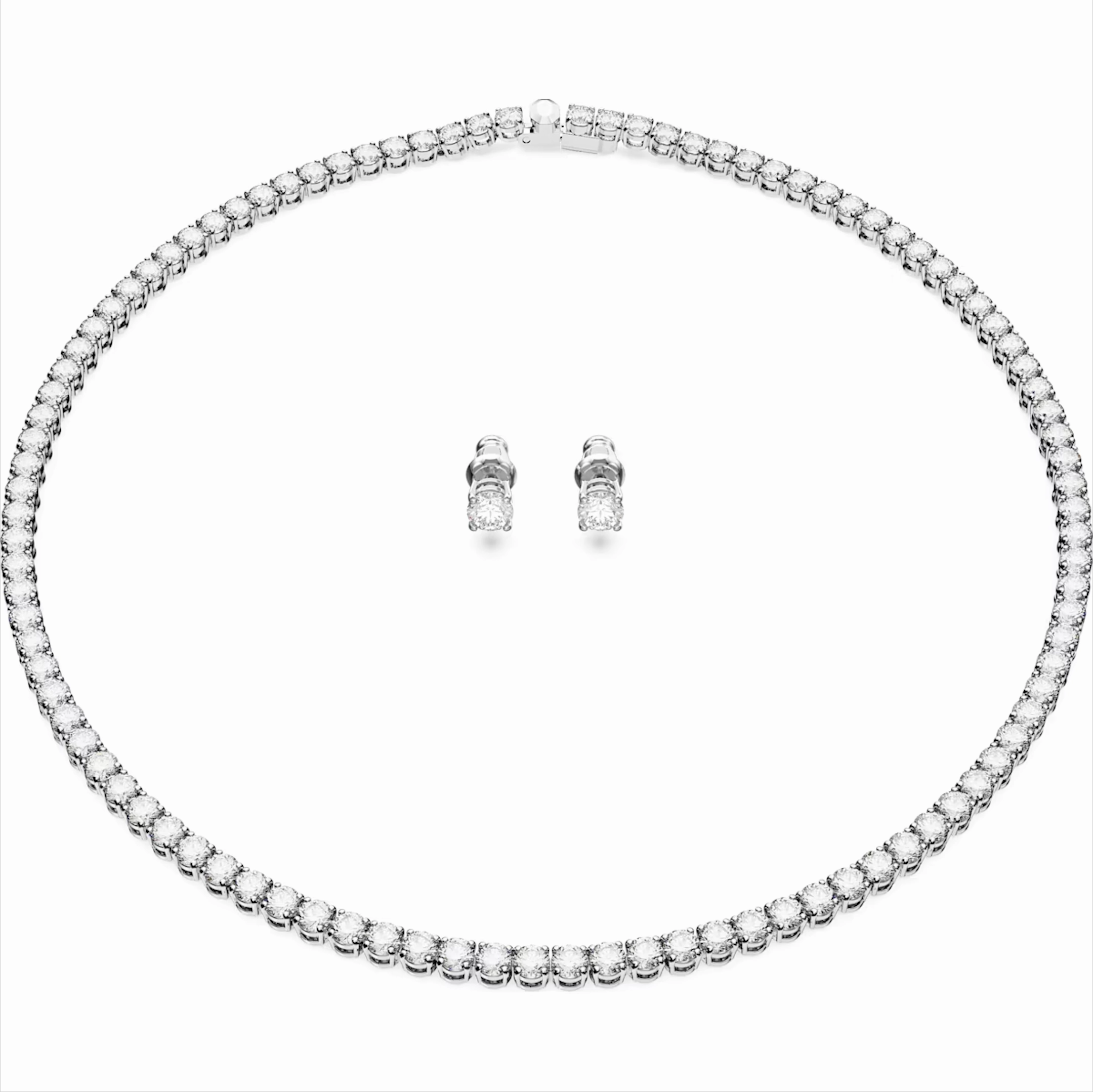 Swarovski Matrix Rhodium Plated Round White Crystal Tennis Gift Set