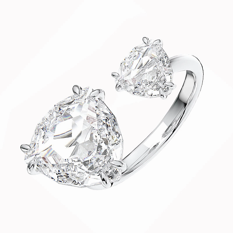 Swarovski Millenia Rhodium Plated White Crystal Trilliant Cut Ring Size 58