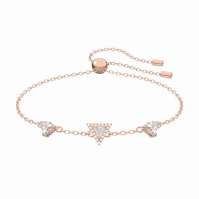 Swarovski Ortyx Rose Gold Tone Plated White Crystal Triangle Cut Adjustable Bracelet