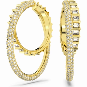 Swarovski Rota Gold Tone Plated Mixed Cut Hoop Earrings
