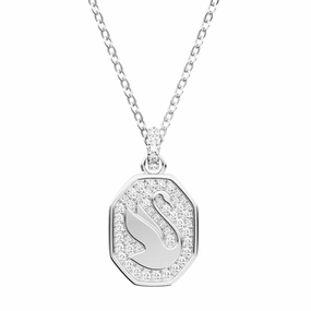 Swarovski Signum Rhodium Plated White Crystal Swan Necklace