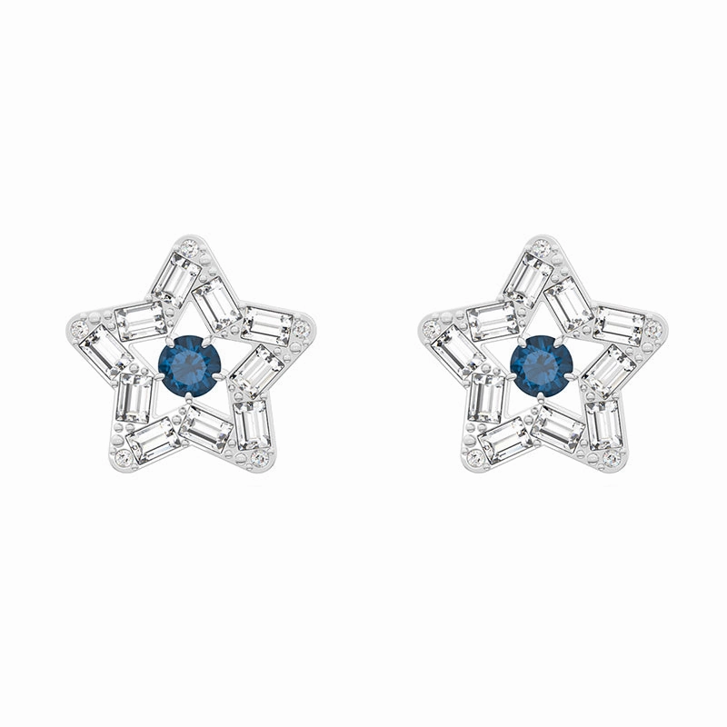 Swarovski Stella Rhodium Plated White Crystal Star Stud Earrings