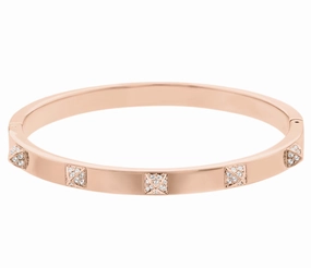 Swarovski Tactic Rose Gold Tone Plated White Crystal Bangle Size L