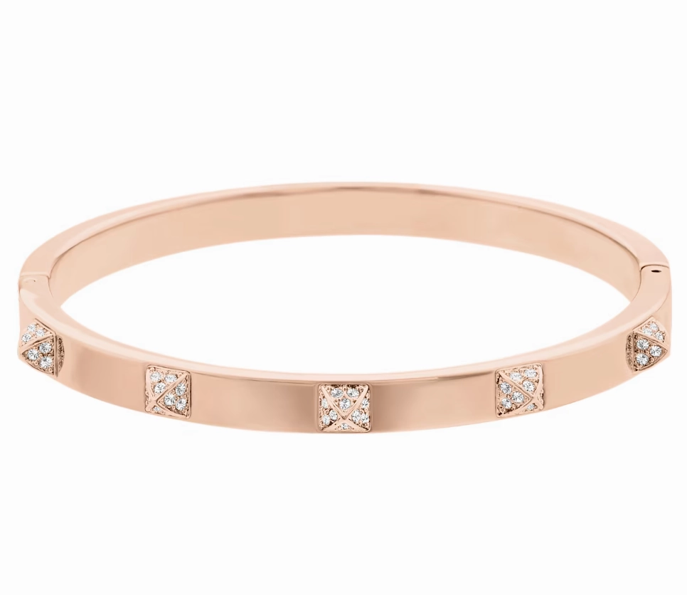 Swarovski Tactic Rose Gold Tone Plated White Crystal Bangle Size L