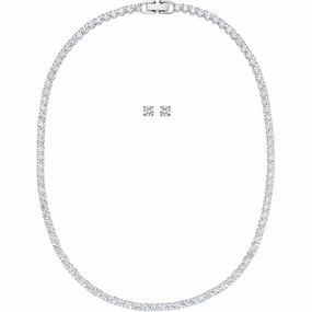 Swarovski Tennis Deluxe White Crystal Necklace and Earrings Set