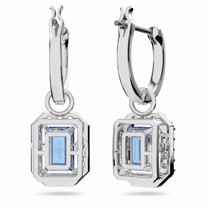 Swarovski Una Rhodium Plated Blue Crystal Drop Earrings