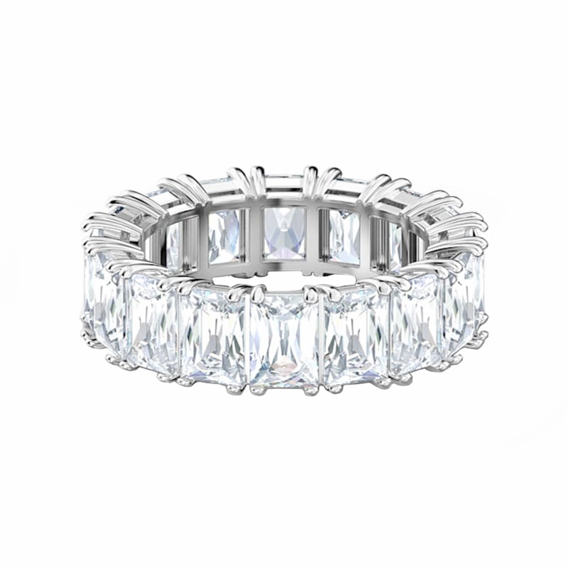 Swarovski Vittore Rhodium Plated White Crystal Ring Size 60