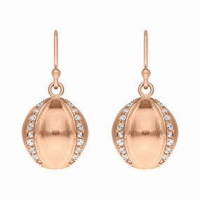 Sylva Rose Gold Plated Sterling Silver Pave Ball Drop Earrings