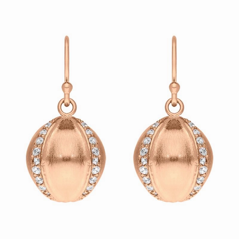Sylva Rose Gold Plated Sterling Silver Pave Ball Drop Earrings