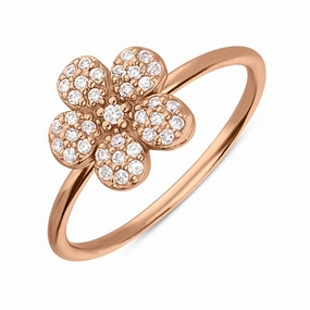 Sylva Rose Gold Plated Sterling Silver Pave Flower Ring