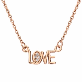 Sylva Rose Gold Sterling Silver Plated 'Love' Necklace