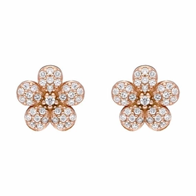 Sylva Rose Gold Sterling Silver Plated Flower Stud Earrings