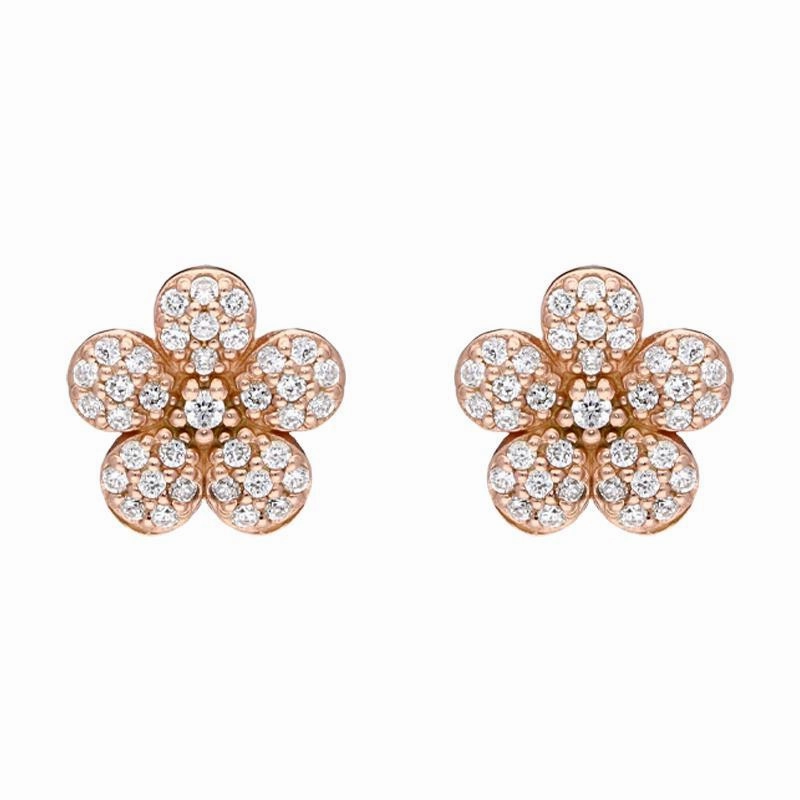 Sylva Rose Gold Sterling Silver Plated Flower Stud Earrings