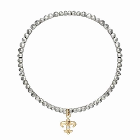 Sylva Yellow Gold Plated Sterling Silver Fleur Bead Bracelet