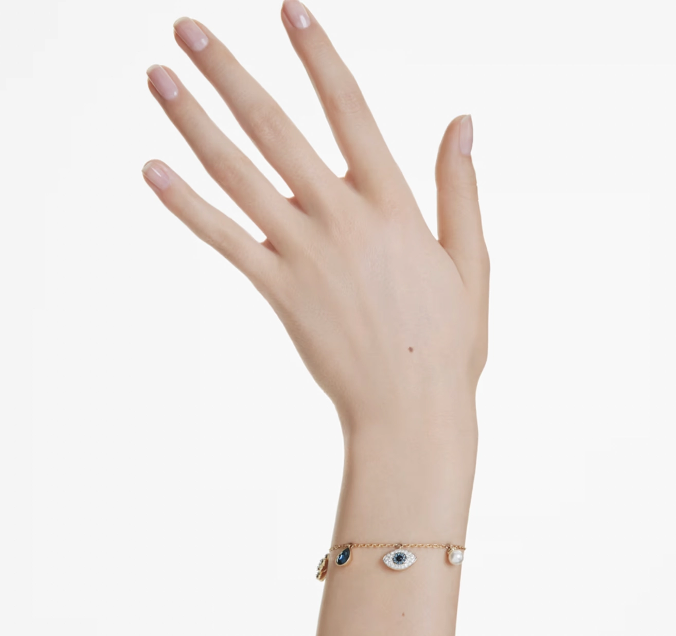 Symbolica Clover, Evil Eye, Horseshoe, Blue & Gold Tone Bracelet