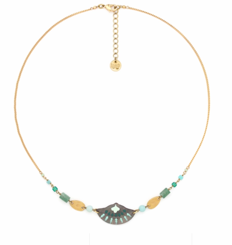 TALULAH looped bead necklace   enamel shell