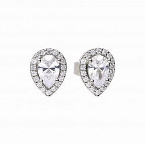 Teardrop Halo Cubic Zirconia Earrings E5909