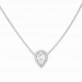 Teardrop Halo Cubic Zirconia Necklace N4403