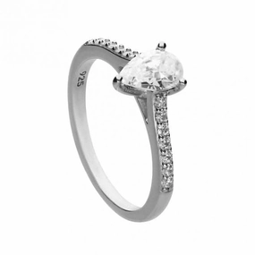 Teardrop Pave Shoulders Ring R3781