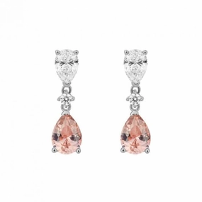 Teardrop Shaped Pink Zirconia Drop Earrings E6190