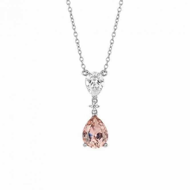 Teardrop Shaped Pink Zirconia Drop Necklace N4502