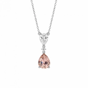 Teardrop Shaped Pink Zirconia Drop Necklace N4502