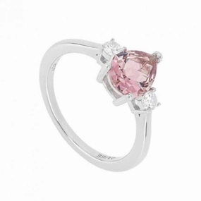 Teardrop Shaped Pink Zirconia Ring