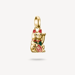 Thomas Sabo 18ct Gold Plated Enamel Waving Cat Connect Charm